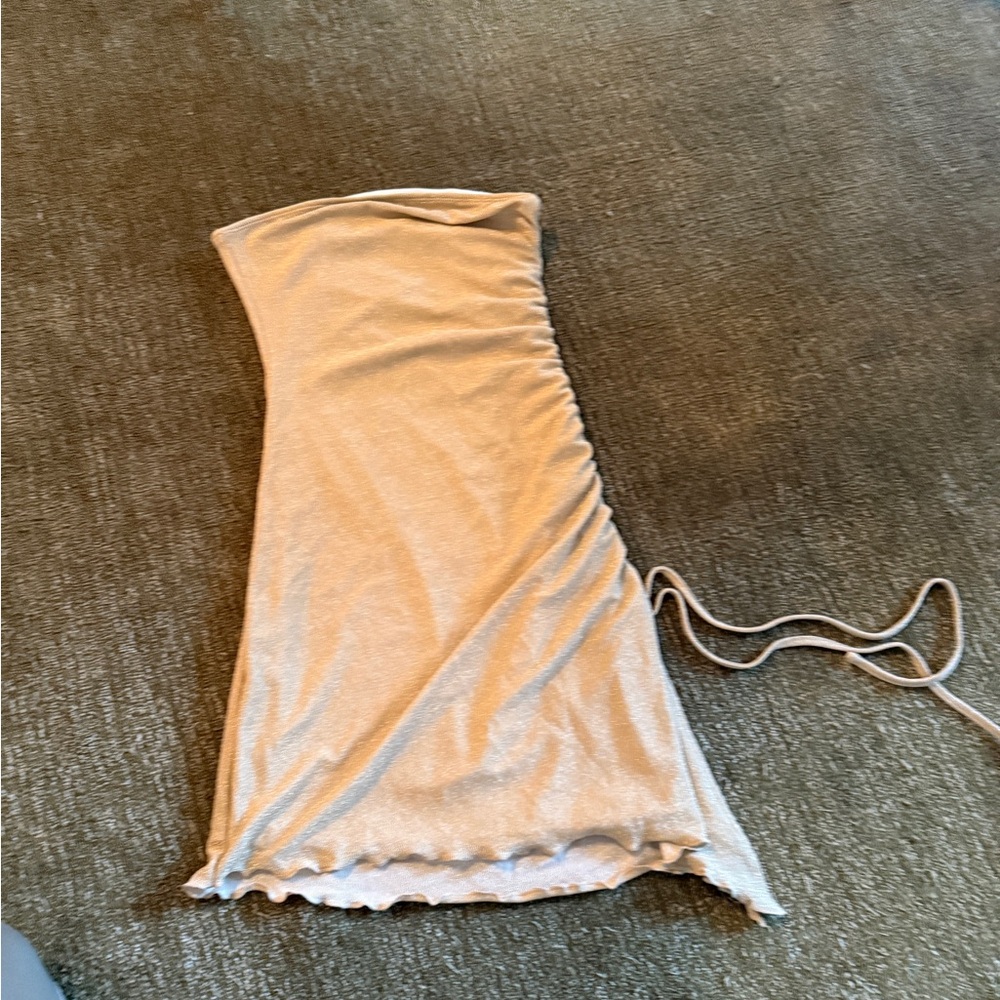 Strapless Ruched Side Mini Dress - Shimmery Gold